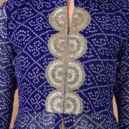 KALINI Bandhani Printed Mandarin Collar Georgette Kurta image 5