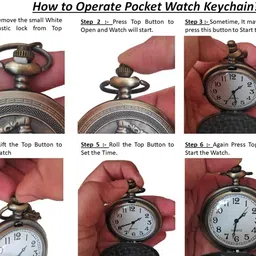 ACLIX Vintage Bronze Pocket Watch Clock for Gifting, Birthday, Anniversary | Keychain for Car, Bike, Bicycle | Analog Watch Keychain for Men & Women image 5