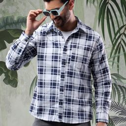 Kotty Men Tartan Checks Opaque Checked Casual Shirt-picture-0
