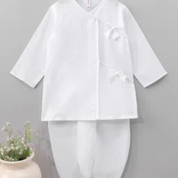 Babyhug Cotton Full Sleeves Kurta and Dhoti Set with Embroidery Solid Colour - Off White-picture-16