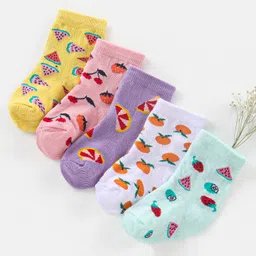cute walk by babyhug Cutewalk By Babyhug Anti Bacterial Ankle Length Socks Fruit Design Pack Of 5- Multicolor-picture-17