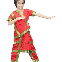 Kaku Fancy Dresses Bharatnatyam Saree Classical Dance Theme Dress Set - Red-picture-23