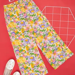 Pantaloons Junior Rayon Floral Printed Pant - Bright White-picture-18