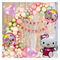 Bubble Trouble Hello Kitty Foil Balloon Set, Happy Birthday Cut Banner, & More for Boys, Girls, & Kids Indoor/Outdoor Celebrations - Pack of 76-picture-23