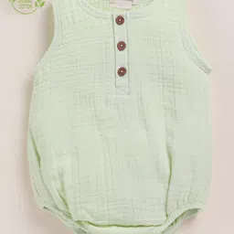 Cot & Candy Organic Cotton Muslin Knit Sleeveless Solid Onesie - Pistachio Cream-picture-32