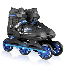 JJ JONEX Racer Adjustable Inline Shoe Skates for All Size Groups (36-39 Euro) 22.2 CM (Black/Royal, Large)-picture-20