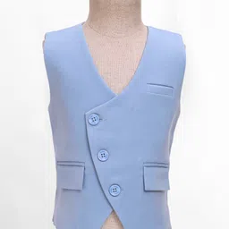 Robo Fry Woven Full Sleeves Printed 3 Piece Party Suit With Bow - Light Blue image 2