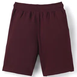 Taeko Single Jersey Knit Knee Length Shorts With Text Print - Burgandy image 2