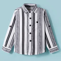 JASH KIDS Corduroy Woven Full Sleeves Striped Shirt - White image 2