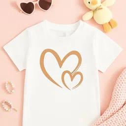 Luke and Lilly Cotton Knit Pack Of 2 Half Sleeves Hearts & Butterflies Printed Tees - Black & White image 3