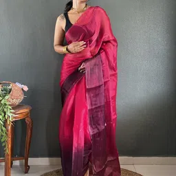 KALINI Magenta Nylon Printed Sarees image 3