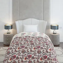 Monte Carlo Beige & Red Ethnic Motifs AC Room 120 GSM Single Bed Comforter image 2