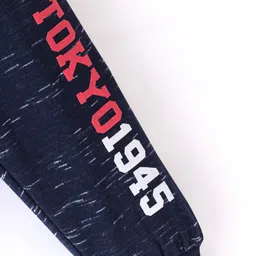 Babyhug Cotton Looper Knit Full Length Lounge Pant Text Print - Blue image 3