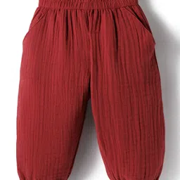 twetoons Tweetoons Woven Full Sleeves Top and Jogger Set With Heart Print - Burgandy image 4