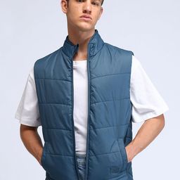 Flying Machine Men Mock Collar Solid Casual Padded Jacket-picture-35