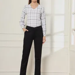 FITHUB Women Slim Fit High-Rise Wrinkle Free Trousers image 5