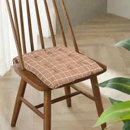 Kuber Industries Brown & Green 2 Pieces Checked & Printed Cotton Chair Pads image 1