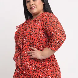 plusS Orange Plus Size Floral Printed Top image 5