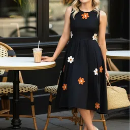 SZN Women Floral Applique Fit & Flare Midi Dress image 5