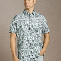 Louis Philippe Jeans Abstract Printed Spread Collar Slim Fit Shirt-picture-10