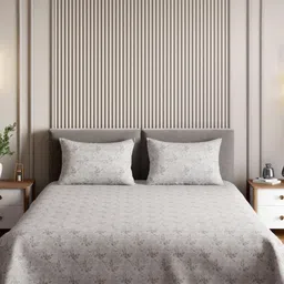 haus & kinder Brown 300 TC King Bedsheet with 2 Pillow Covers image 3