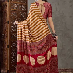 Mitera Striped Silk Blend Designer Saree image 3