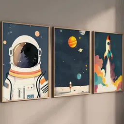 Kotart Blue & Black 3 Pieces Cartoon Art Wooden Rectangle Wall Arts-picture-17