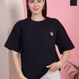 Tromko Women Pack of 2 Graphic Printed Round Neck Cotton Oversized T-shirts-image-51