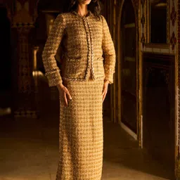 Dash and Dot Gold Boucl Jacket and Skirt Co-Ords image 3