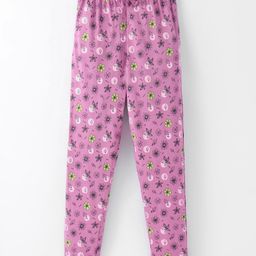 Doreme Lycra Knit Full Length Track Pant Floral Print - Mouve-picture-32