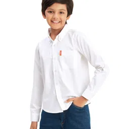 Olele Cotton Flax Woven Full Sleeves Solid Shirt - White-picture-25