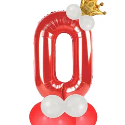 Décor Mantra 32 Inch Number Foil Balloon 0 For birthday Decorations Item Kit Set-Red Color-Pack of 14-image-86