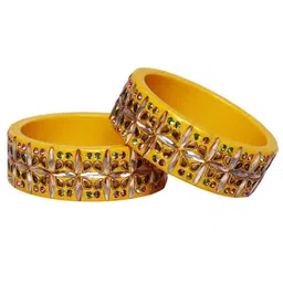 TAJ BRIDAL STORE Yellow Lac Kada Bangles-picture-31