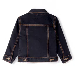 Babyhug Full Sleeves Front OpenDenim Washed Jacket with Pockets - Black image 2