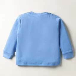 Teddy Interlock Knit Full Sleeves Night Suit with Space Theme Print - Light Blue image 3