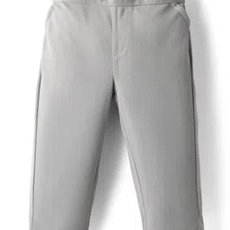 Babyhug Knit Full Sleeves Partywear Solid T-shirt & Pant Set with Attached Waistcoat & Bow Applique - Grey & Black image 4