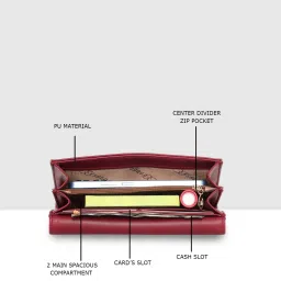 ESBEDA Maroon Color Classic Stitch Wallet For Women image 5