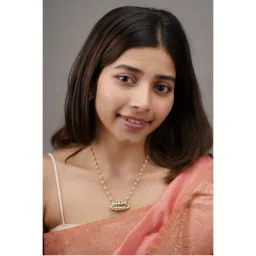AARSEE OFFICIAL 22Kt Gold-Plated Kundan Bar Pearl Chain Necklace-image-36