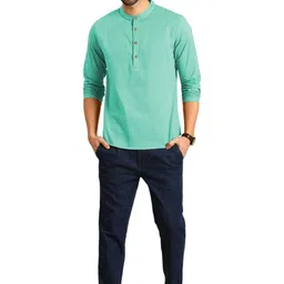 APEKTRA Men Mandarin collar Short Kurta image 2