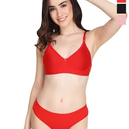 Liigne Women Pack Of 3 Everyday Non Padded Bra Pure Cotton Lingerie Set-picture-30