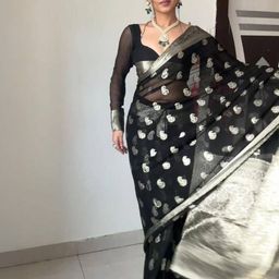 VILLE FASHION Lilan Ethnic Motifs Woven Design Zari Kanjeevaram Saree-picture-32