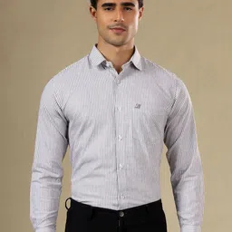 FILO HEVIS Men Classic Fit Vertical Striped Spread Collar Cotton Formal Shirt-picture-24