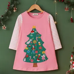 INCLUD Girls Christmas Printed A-Line Dress-picture-27