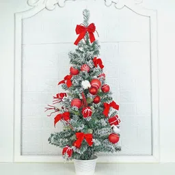 Little Surprise Box LLP Red & Green Swirl Frosty Bushy Christmas Tree-picture-45