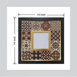 Creative Touch Brown & Beige Printed Wooden Squared Shaped Wall Mirror image 2