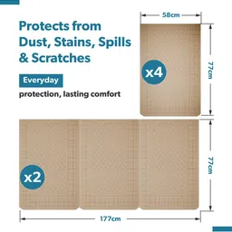 Kuber Industries Brown Checked Cotton Sofa Cover image 3