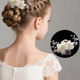 Ziory Girls Embellished & Floral Applique Detailed Hair Comb Clip-picture-39