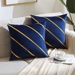 Vinayaka Fab Blue Set of 2 Velvet Square Cushion Covers-image-27