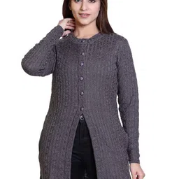 Ogarti Women Woolen Cable Knit Longline Cardigan Sweaters-image-79