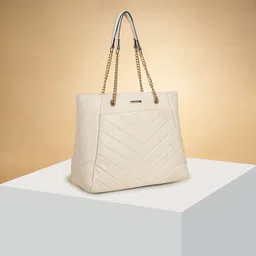 Forever Glam by Pantaloons Colourblocked PU Oversized Swagger Shoulder Bag with Quilted image 1